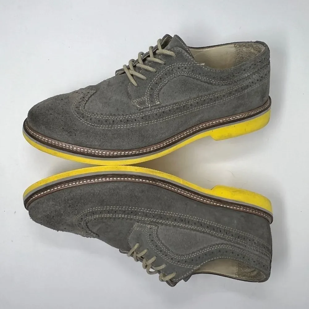 1901 Wingtip Oxford Gray Suede Yellow Sole 10M Leather Brogue Shoes M20411